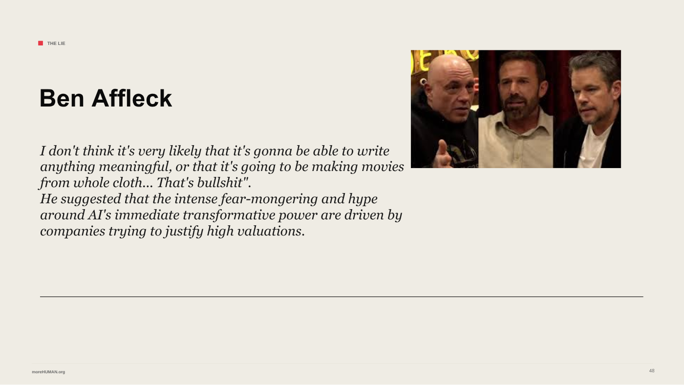 Ben Affleck publicly calling AI bullshit